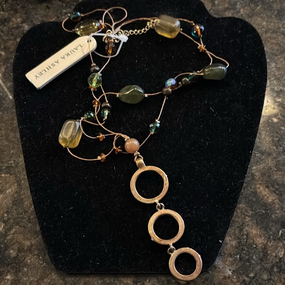 NWT Laura Ashley Beaded Metal Necklace - Picture 2 of 2